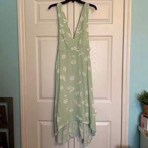Forever21 green and white floral pinafore dress